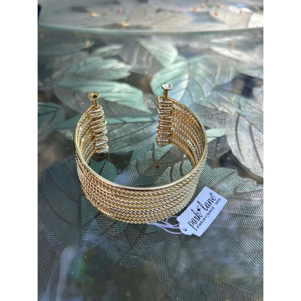 NWT Park Lane Flair Cuff Bracelet OS Gold Tone Multi Strand Textured Statement